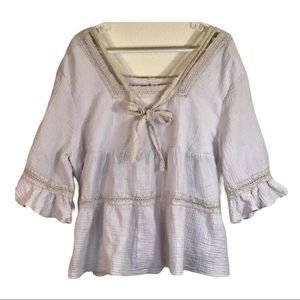 Caslon Tiered Square Neck Top Sz 1X